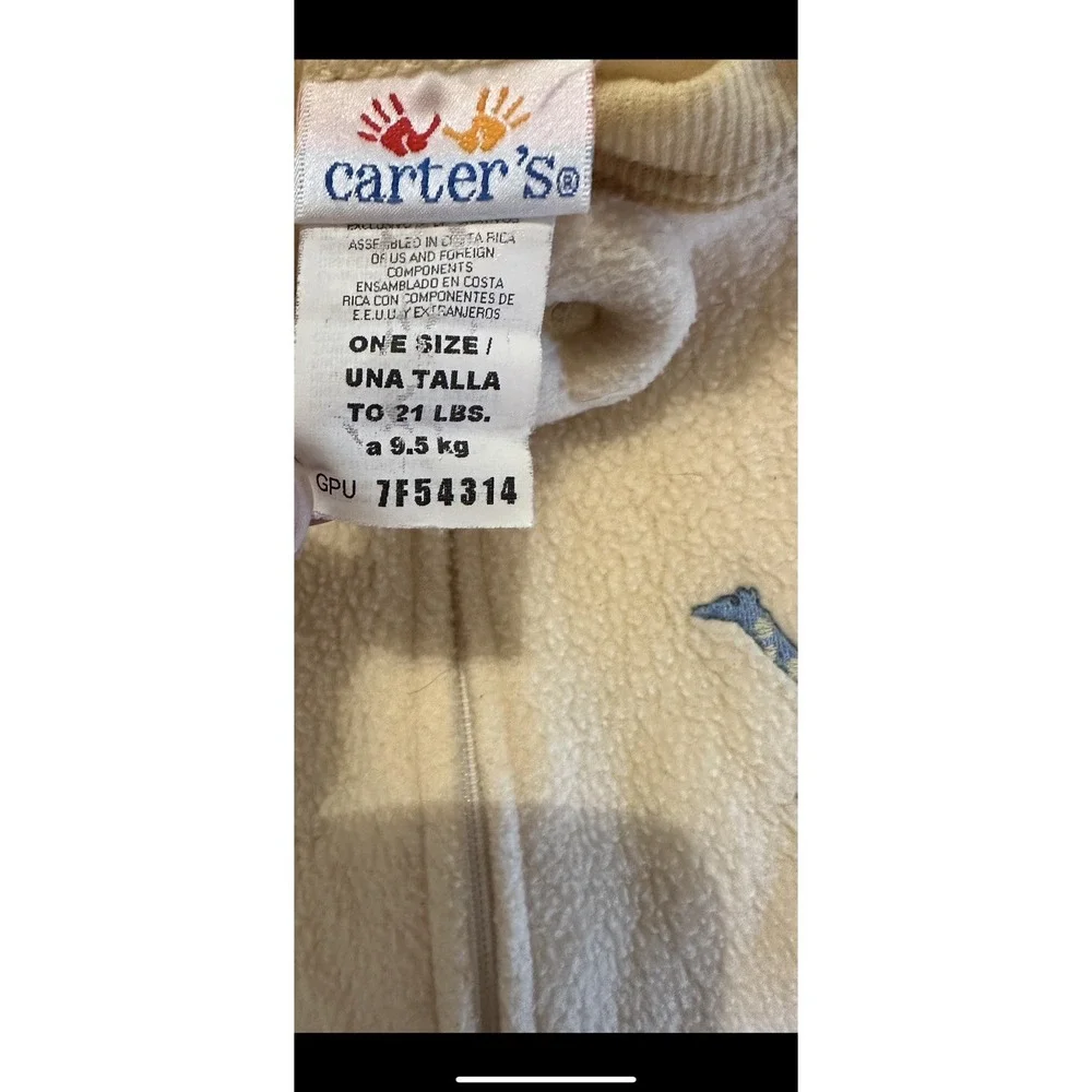 Vintage Carters Fleece Sleep Sack‎ One Size Giraffee